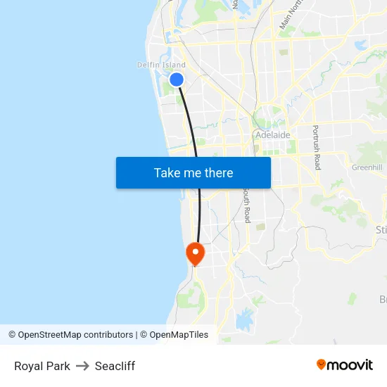 Royal Park to Seacliff map