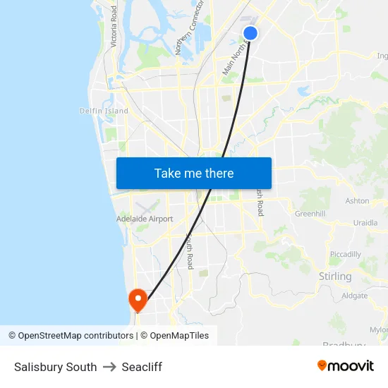 Salisbury South to Seacliff map
