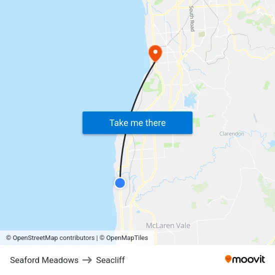 Seaford Meadows to Seacliff map