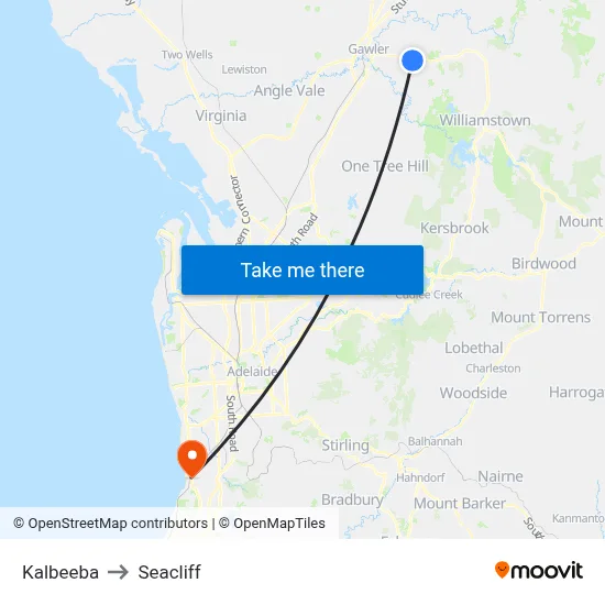 Kalbeeba to Seacliff map