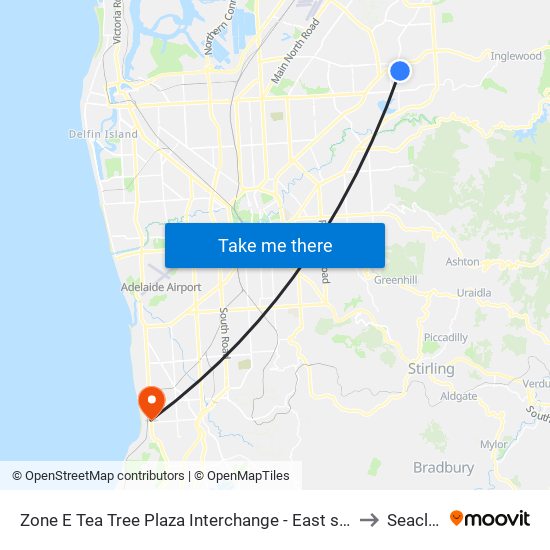 Zone E Tea Tree Plaza Interchange - East side to Seacliff map