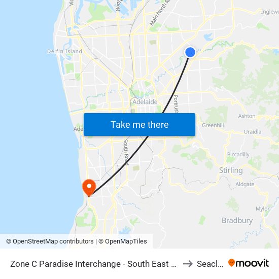 Zone C Paradise Interchange - South East side to Seacliff map