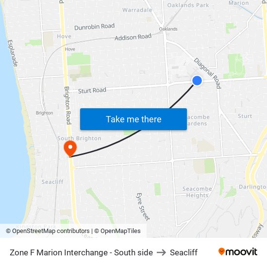 Zone F Marion Interchange - South side to Seacliff map