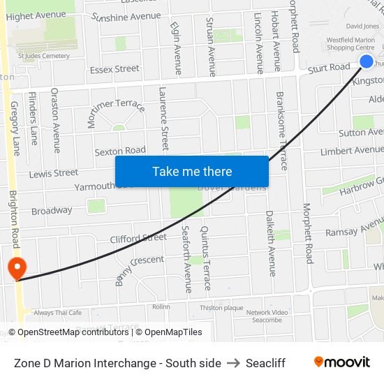 Zone D Marion Interchange - South side to Seacliff map