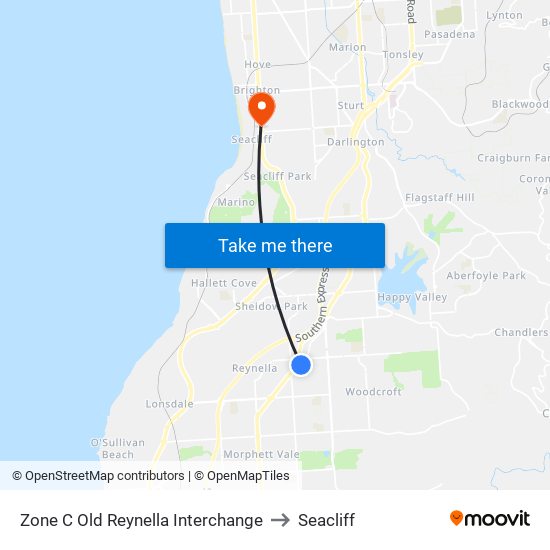 Zone C Old Reynella Interchange to Seacliff map