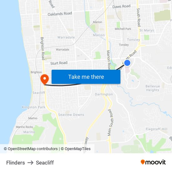 Flinders to Seacliff map