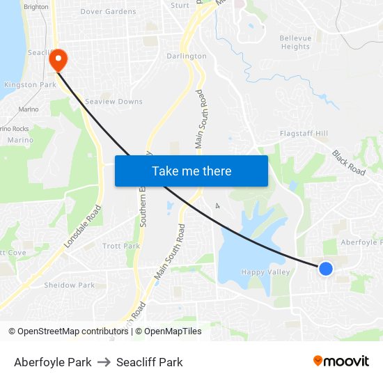 Aberfoyle Park to Seacliff Park map