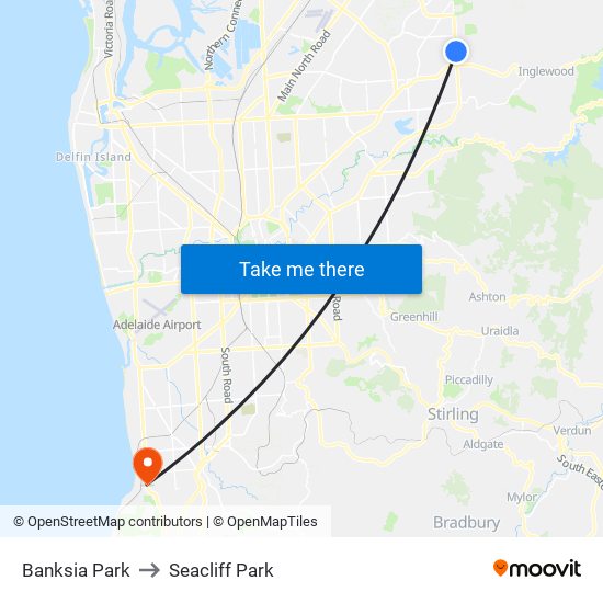 Banksia Park to Seacliff Park map