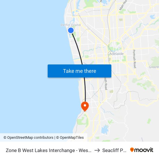 Zone B West Lakes Interchange - West side to Seacliff Park map