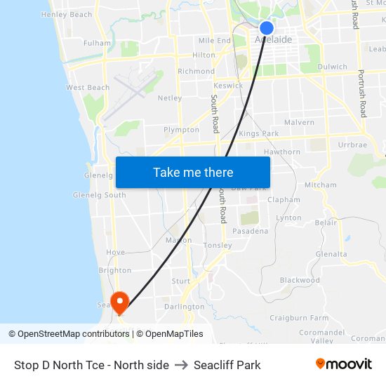 Stop D North Tce - North side to Seacliff Park map