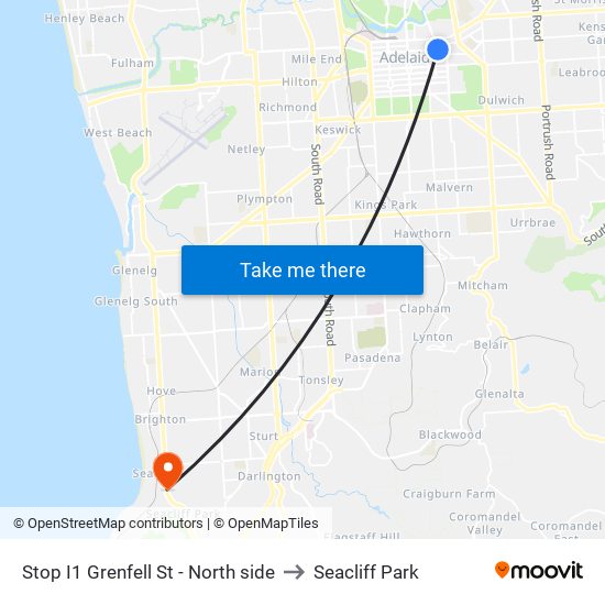 Stop I1 Grenfell St - North side to Seacliff Park map