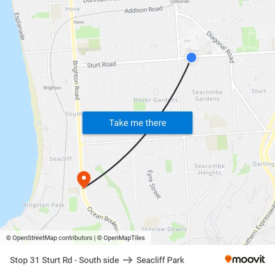 Stop 31 Sturt Rd - South side to Seacliff Park map