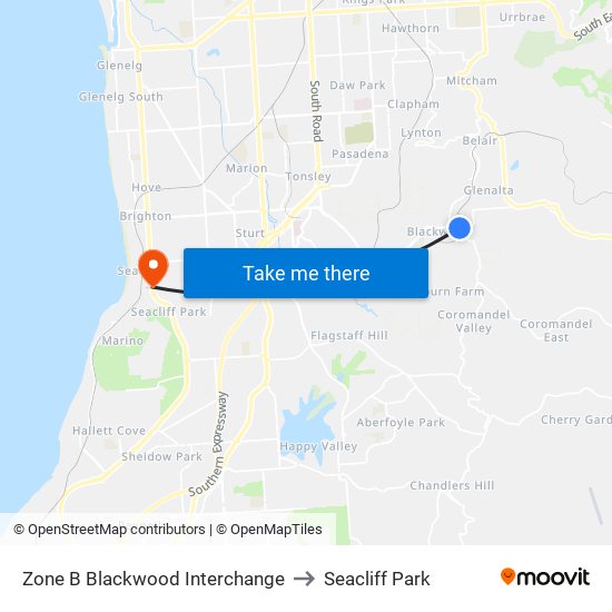 Zone B Blackwood Interchange to Seacliff Park map