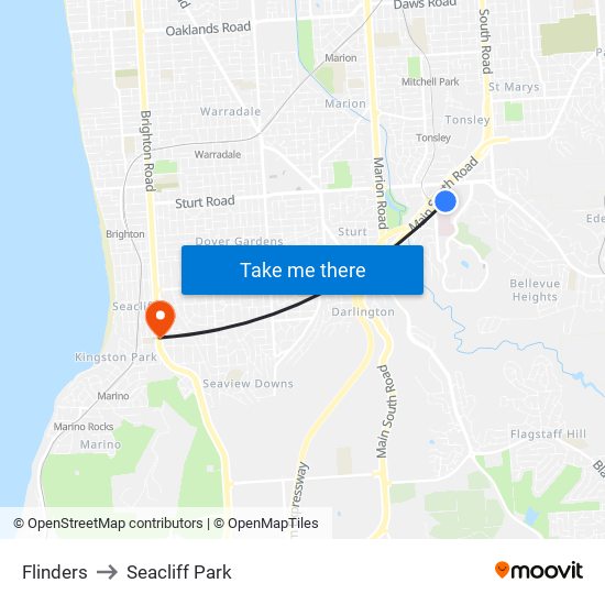 Flinders to Seacliff Park map
