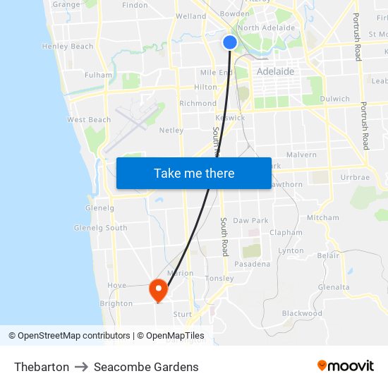 Thebarton to Seacombe Gardens map