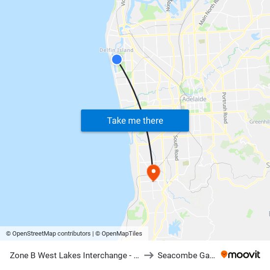 Zone B West Lakes Interchange - West side to Seacombe Gardens map
