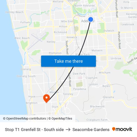 Stop T1 Grenfell St - South side to Seacombe Gardens map