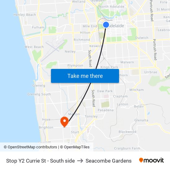 Stop Y2 Currie St - South side to Seacombe Gardens map