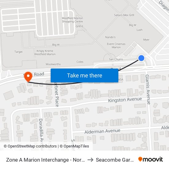 Zone A Marion Interchange - North side to Seacombe Gardens map