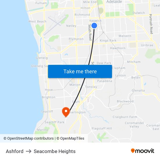 Ashford to Seacombe Heights map