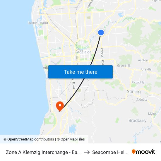 Zone A Klemzig Interchange - East side to Seacombe Heights map