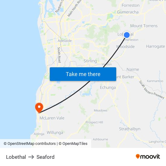 Lobethal to Seaford map