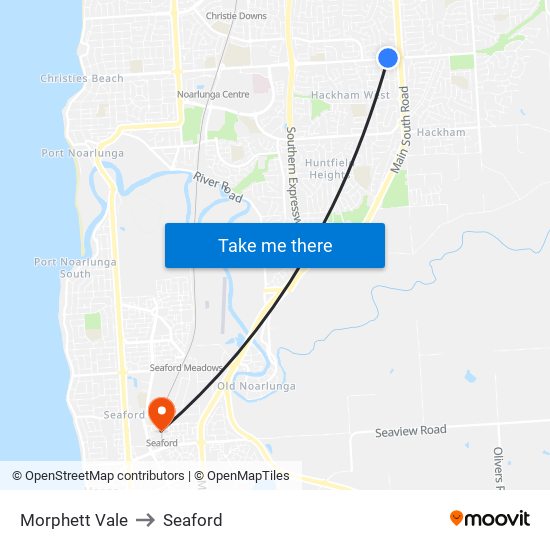 Morphett Vale to Seaford map