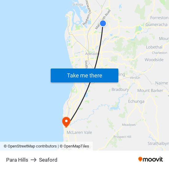 Para Hills to Seaford map