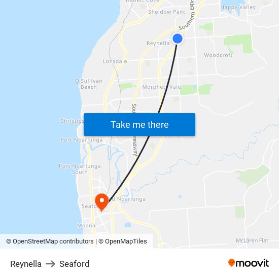 Reynella to Seaford map