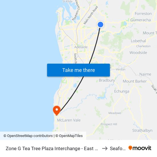 Zone G Tea Tree Plaza Interchange - East side to Seaford map