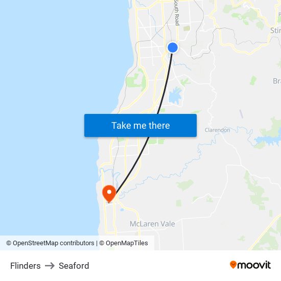 Flinders to Seaford map