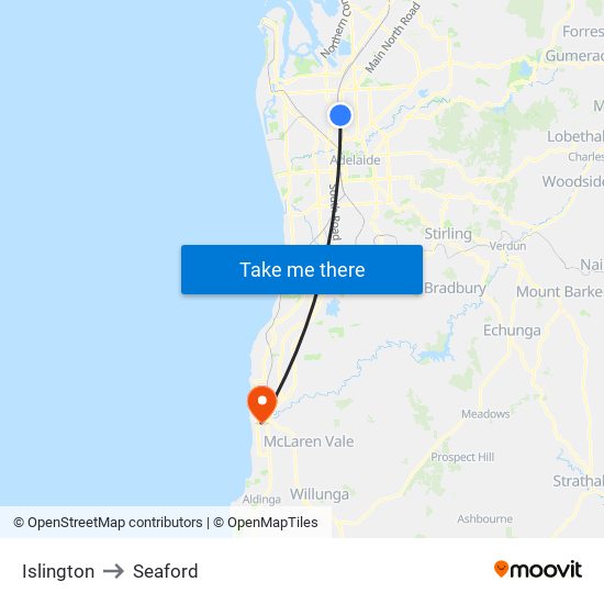 Islington to Seaford map