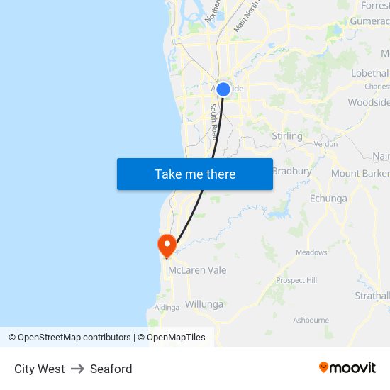 City West to Seaford map