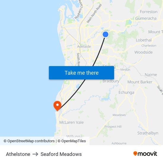 Athelstone to Seaford Meadows map