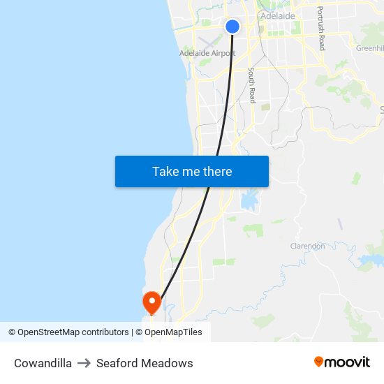 Cowandilla to Seaford Meadows map