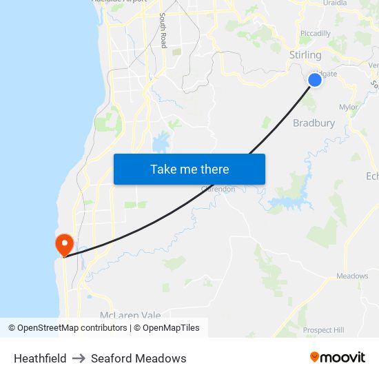 Heathfield to Seaford Meadows map