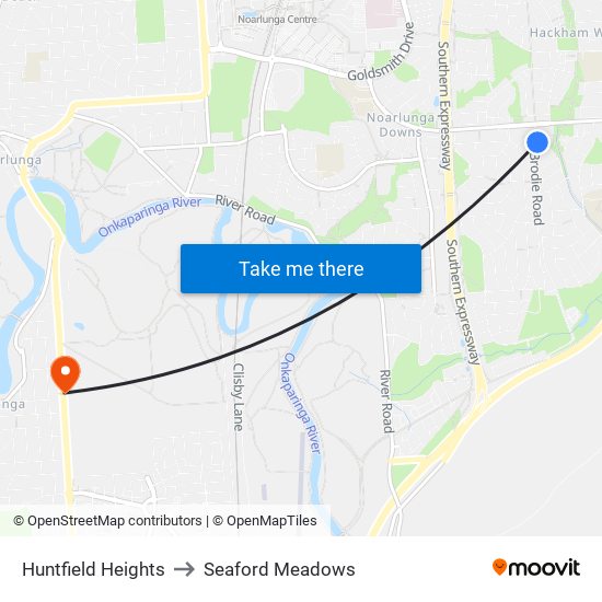 Huntfield Heights to Seaford Meadows map