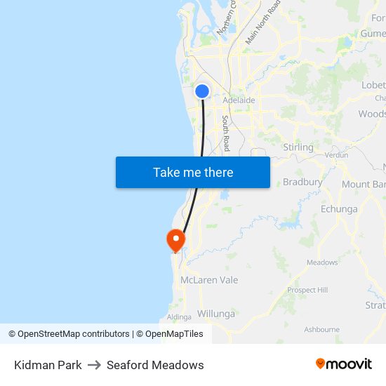 Kidman Park to Seaford Meadows map
