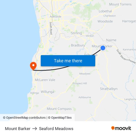 Mount Barker to Seaford Meadows map