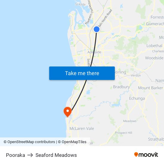 Pooraka to Seaford Meadows map