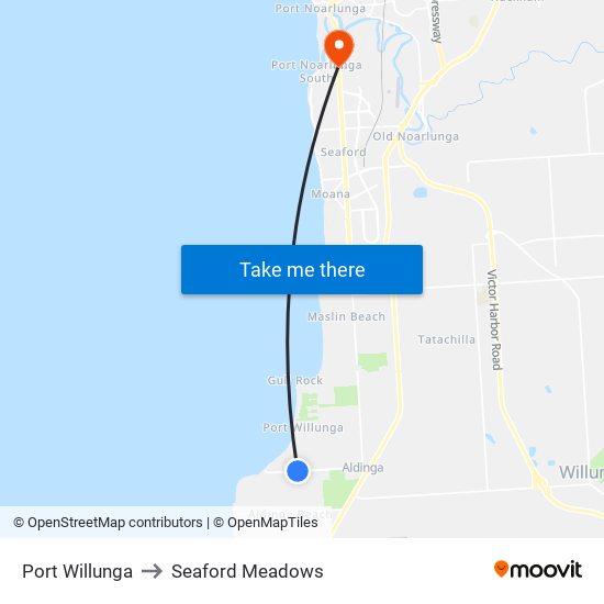 Port Willunga to Seaford Meadows map