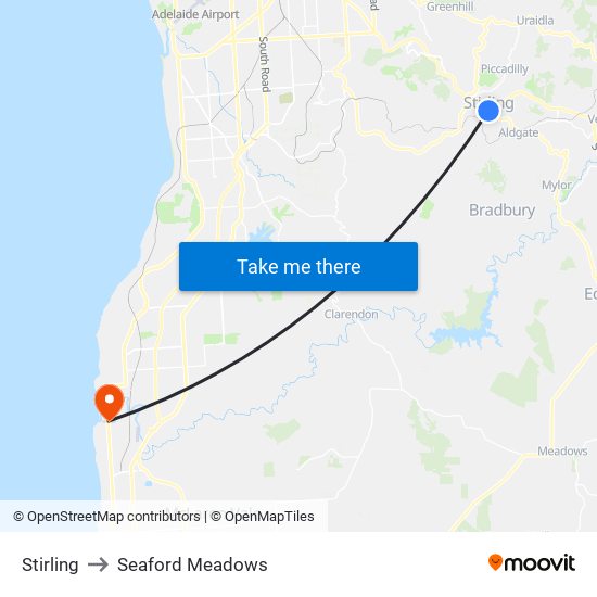 Stirling to Seaford Meadows map