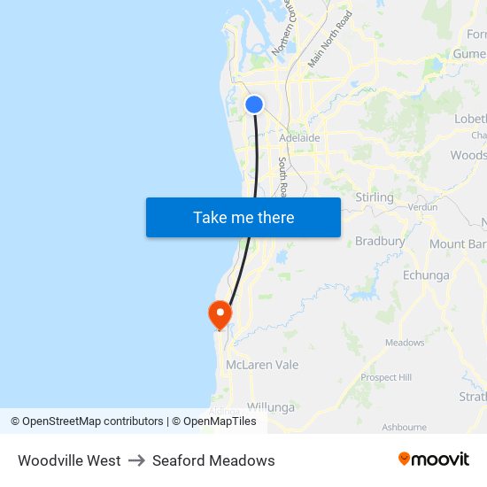 Woodville West to Seaford Meadows map