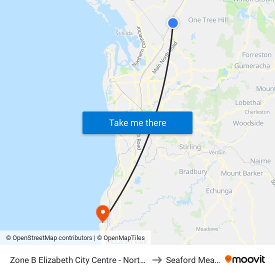 Zone B Elizabeth City Centre - North West side to Seaford Meadows map