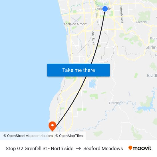 Stop G2 Grenfell St - North side to Seaford Meadows map