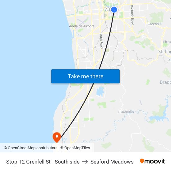 Stop T2 Grenfell St - South side to Seaford Meadows map