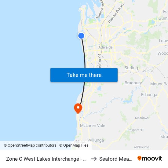 Zone C West Lakes Interchange - East side to Seaford Meadows map