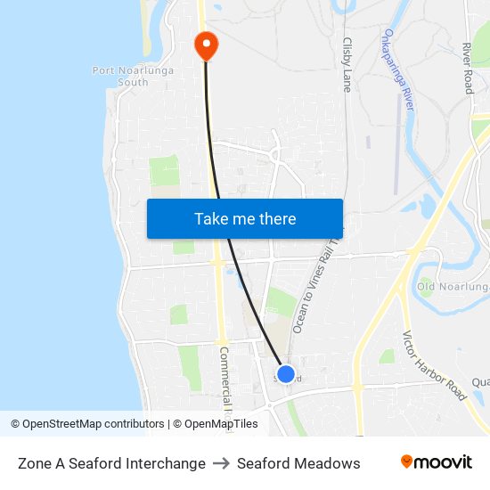 Zone A Seaford Interchange to Seaford Meadows map