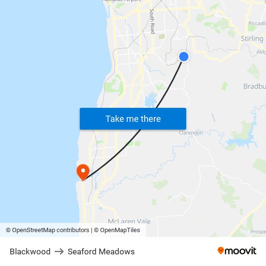 Blackwood to Seaford Meadows map