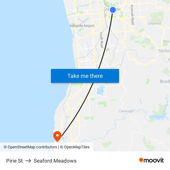 Pirie St to Seaford Meadows map